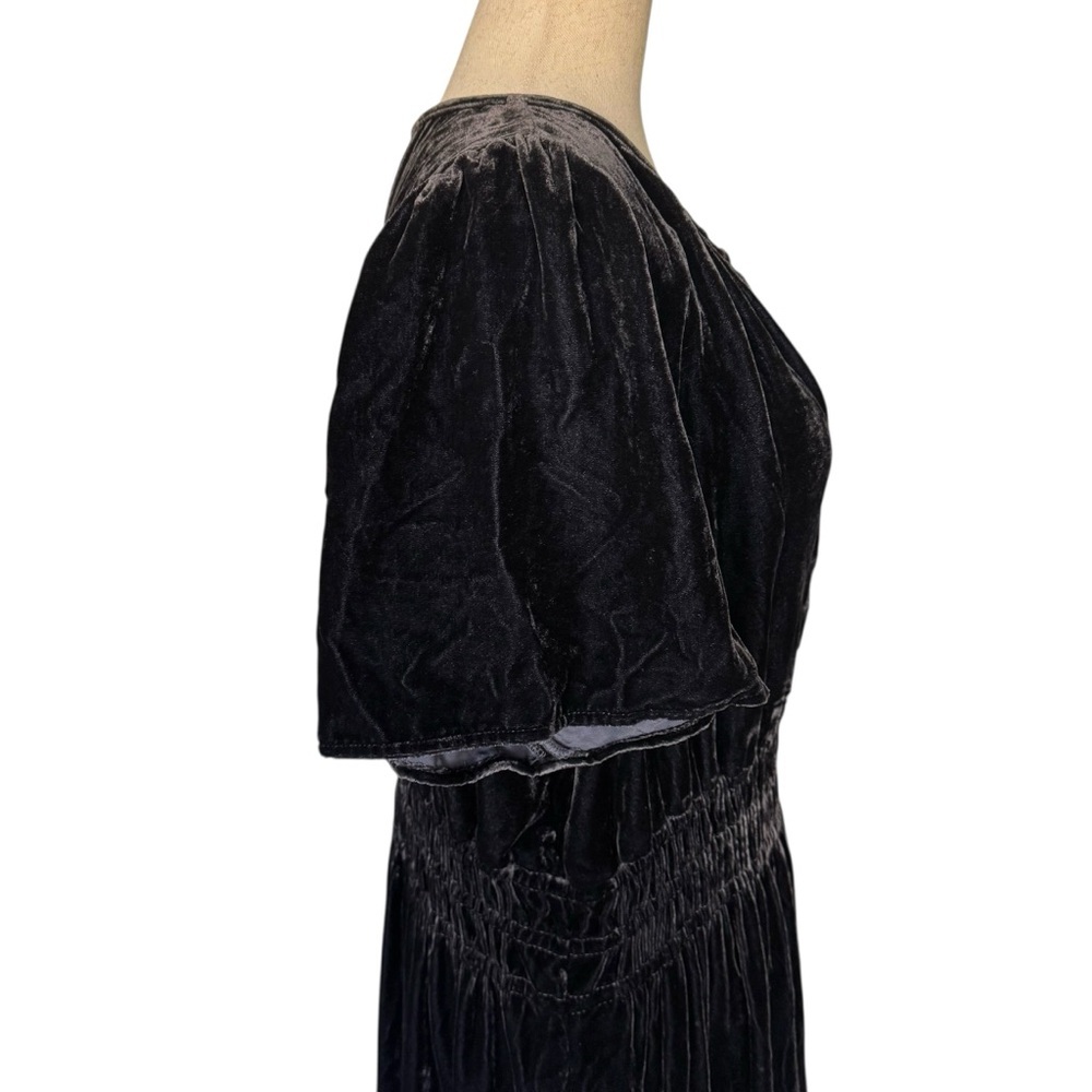 Anthropologie Somerset Velvet Dark Gray Gunmetal Maxi Dress Long Tiered XL - Picture 3 of 14